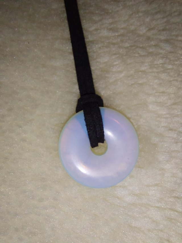 Opalite doughnut pendant on cord