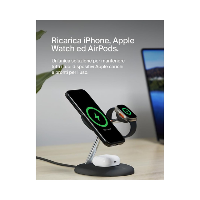 BELKIN Stazione di ricarica 3-in-1 con Qi2 (15W) (Nero)