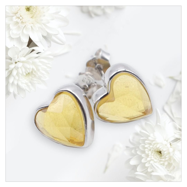 "Citrine" - Boucles d'oreilles argent 925 coeur