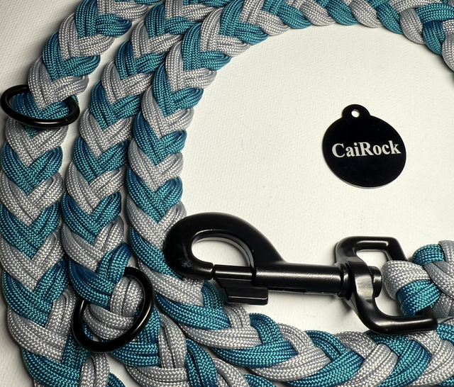 XL Fishtail Leine ‚silver teal‘ 