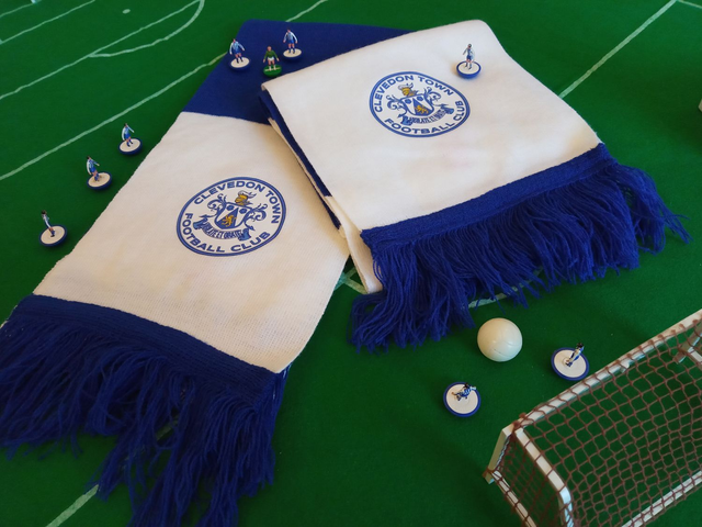 Clevedon Town FC Blue &amp; White Bar Scarf