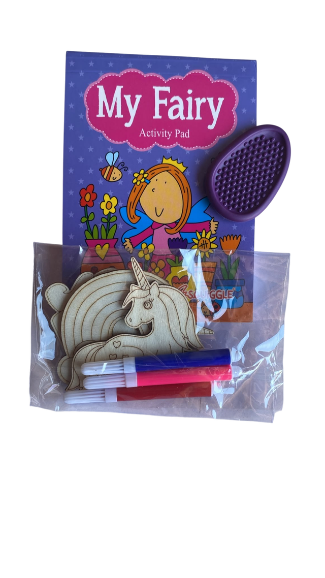 Kids Fairy &amp; Unicorn Activity Set – Wooden Crafts, Markers &amp; Sensory Pop Toy  