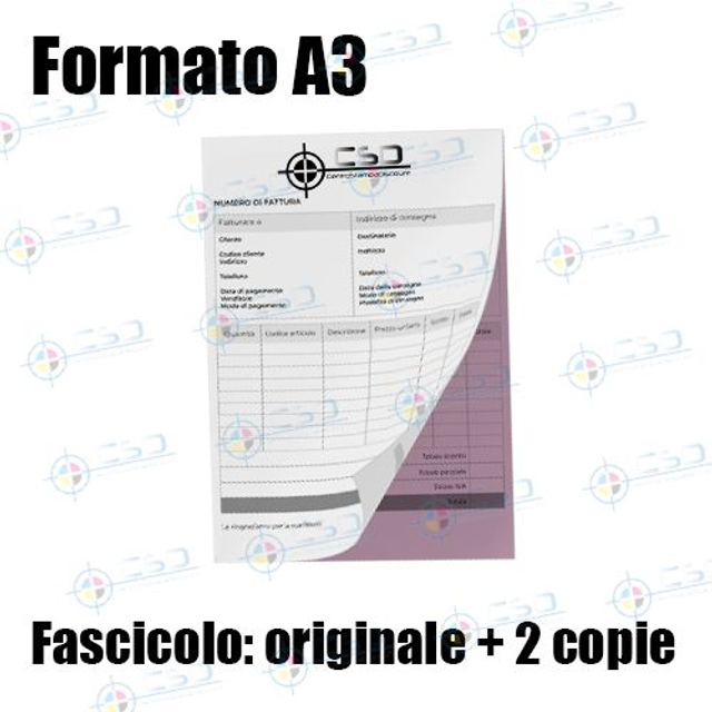 Fascicoli A3 carta chimica pronti in 10 giorni: originale + 2 copie, stampa toni di grigio fronte + retro (prezzo con IVA)