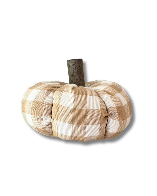 Calabaza de tela vichy beige