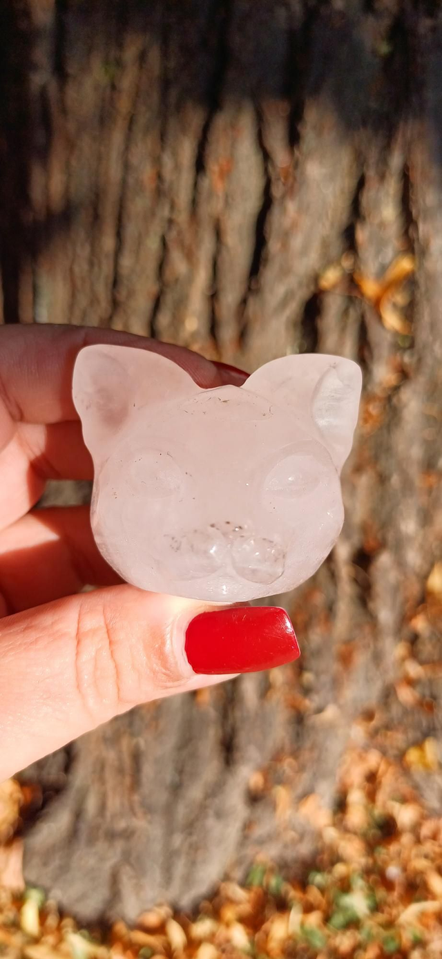 Rose Quartz Cat Head with Dendrite Inclusions