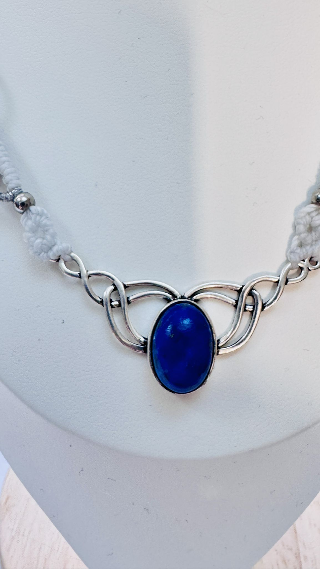 Collier fin Givre bleu