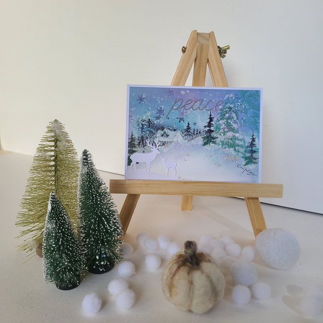 Carte de Voeux  - Peace - Walking in a winter wonderland