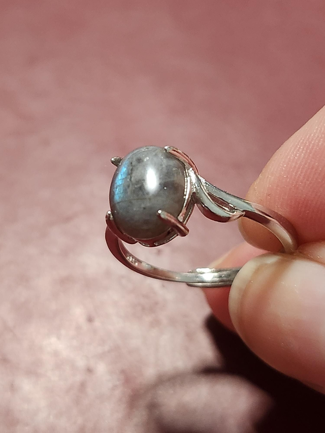 Bague argent avec cabochon pierre naturelle