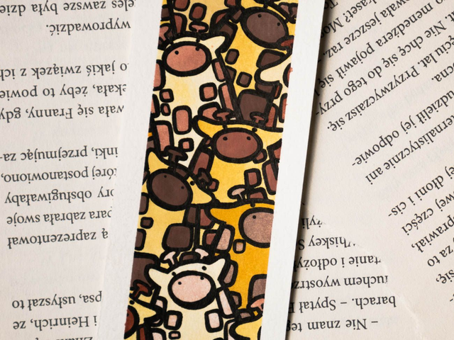 ŻYRAFY zakładka do książki, ręcznie malowana akwarela