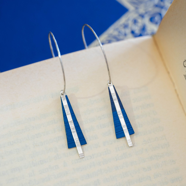 Boucles d'oreilles Tria - Argent, bleu