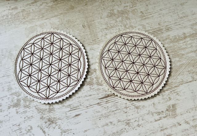 Sous-verres "fleur de vie", simili-cuir, la paire