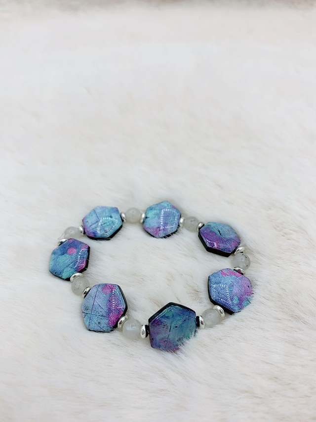 Bracelet "Etincelle"  Hexagonale et Labradorite