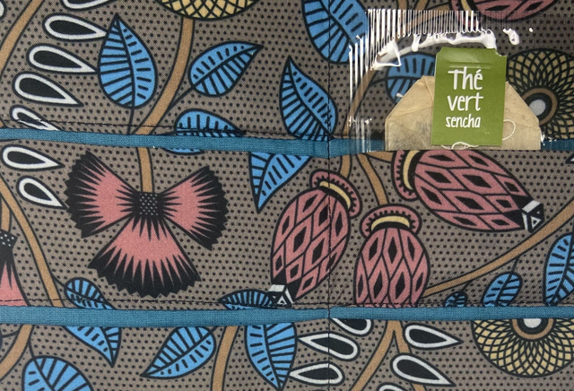 ETUI A SACHETS DE THE JAPONISANT MARRON BLEU PETROLE