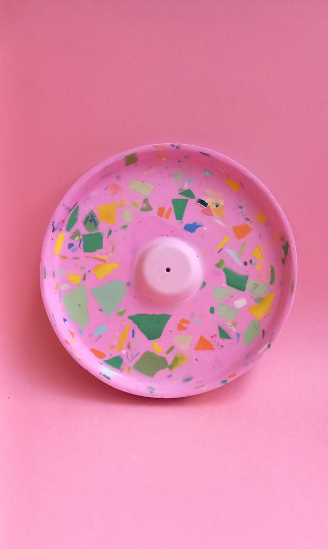  Okrągła podstawka na kadzidełko, palo santo, lastryko, różowa