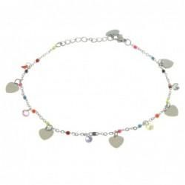 Cavigliera donna in acciaio con cuoricini