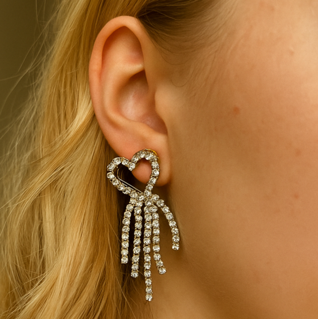 Oorbellen glitter hartjes 