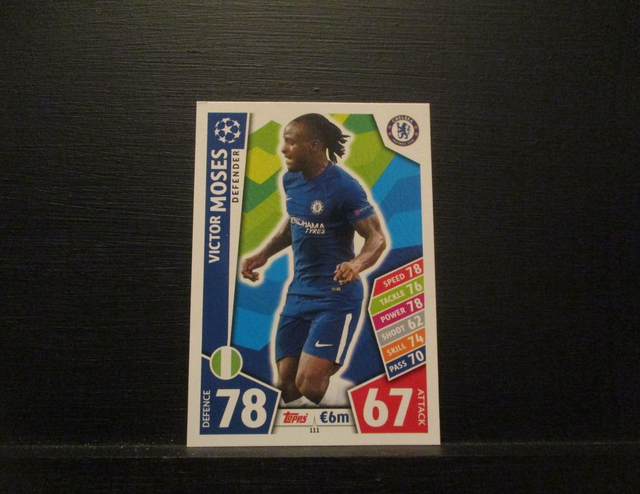 Victor Moses - UEFA Champions League Match Attax 2017/18 Original Trading Card #111
