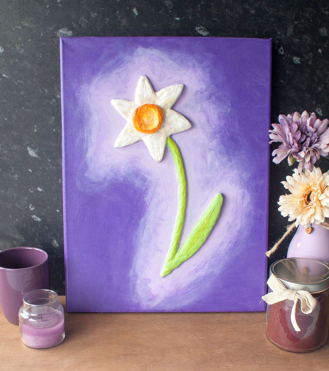 'Medium Daffodil' Original 3D Acrylic Painting by Artist Purple Faye