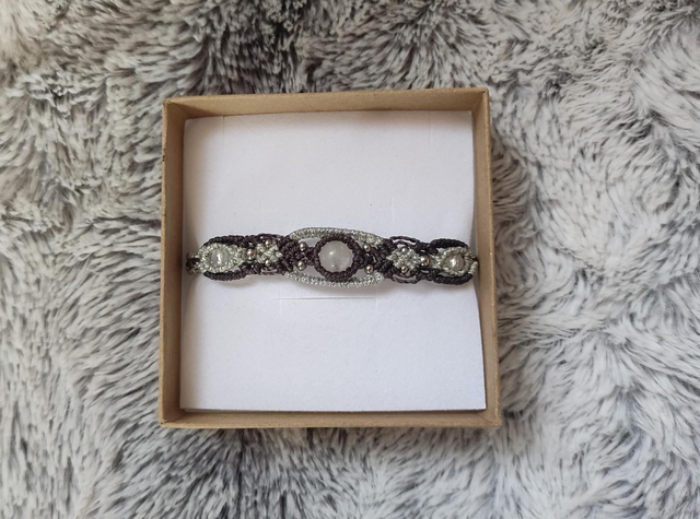 Bracelet bleu nuit et argenté 