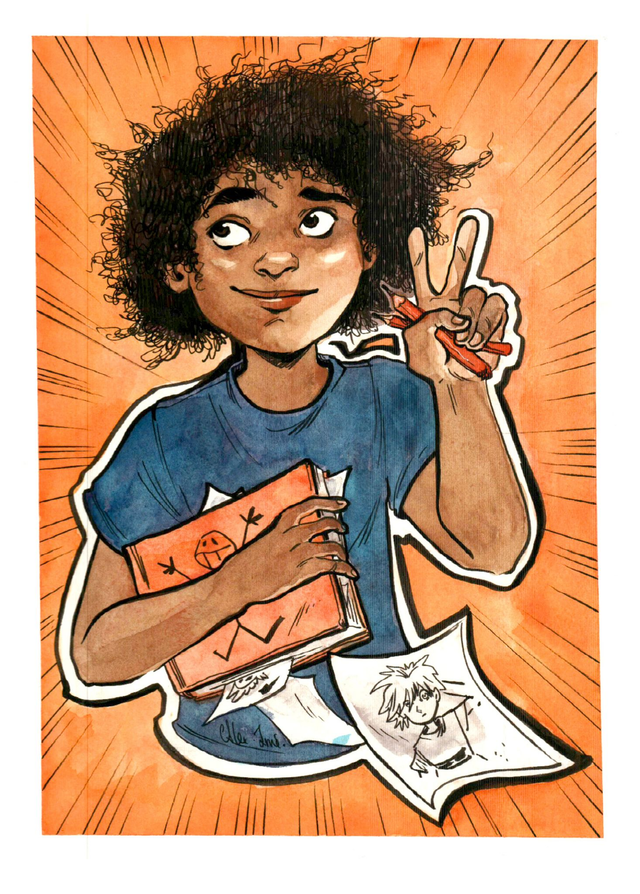 A4, un personnage, couleur - commande d'illustration originale