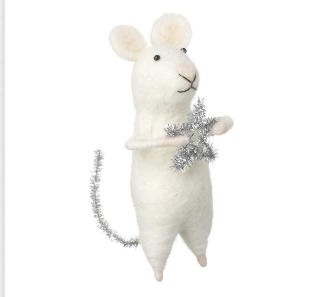 Wool mouse with star and glitter tail