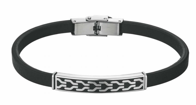 bracciale in acciaio ed ecopelle, by 4you jewels.   B21626