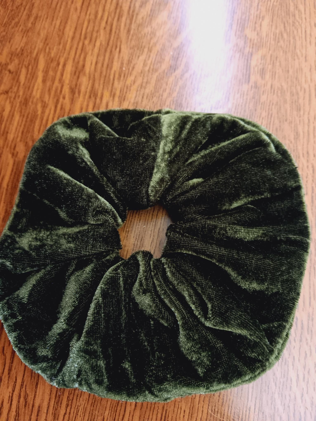 Chouchou Cheveux Élastique Velours Vert Foncé 