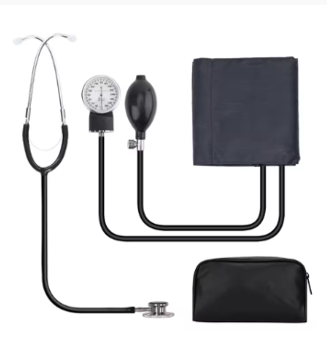 Analoge bloeddrukmeter set met stethoscoop en toebehoren