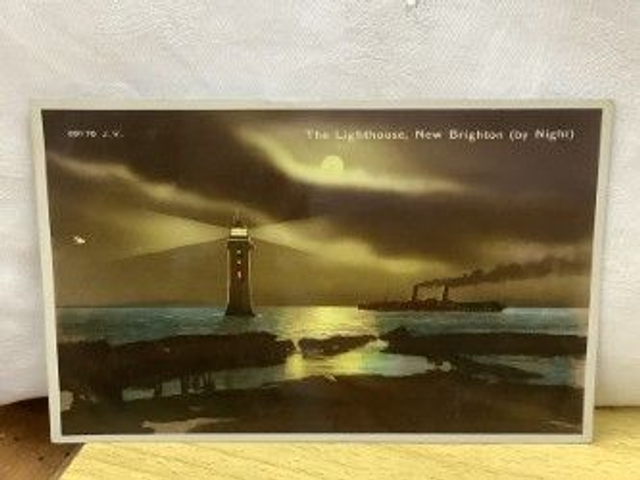 The Lighthouse, New Brighton, (by Night) Cheshire, Posted Valentine&#039;s Vintage Postcard. Our Ref No R393 £2.50