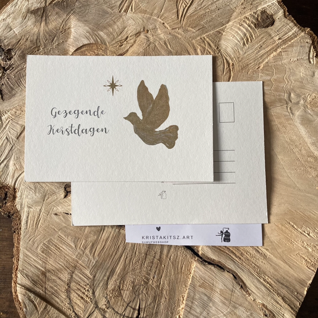 Kerst Postkaart Duif Gezegende Kerstdagen | zonder envelop | platte ansichtkaart Christelijke kerstkaart 