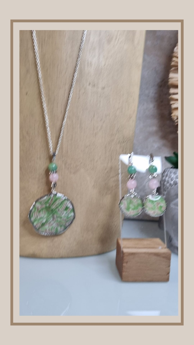 Parure vert/rose