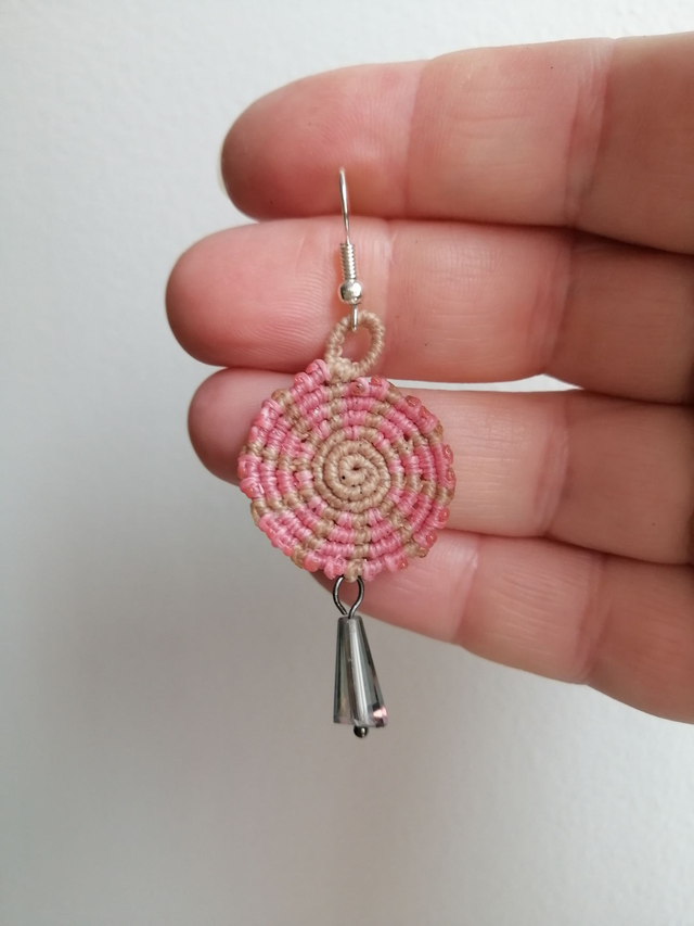 Boucles d'oreilles spirales rose et crème