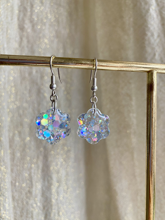 BO fleurs simples mini - chunky argent