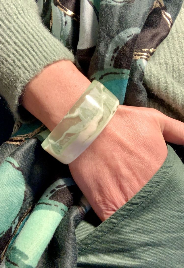 Bracelet Manchette - marbré vert