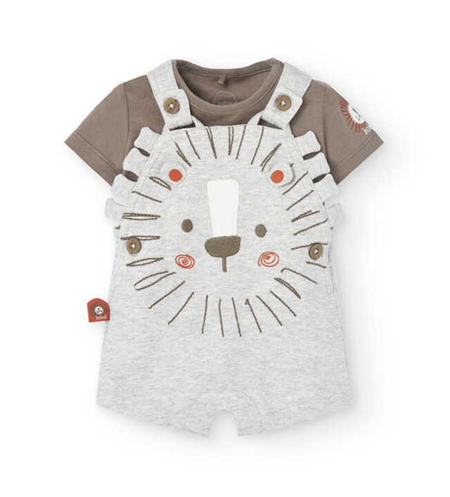 Boboli - set salopette e t-shirt leoncino 