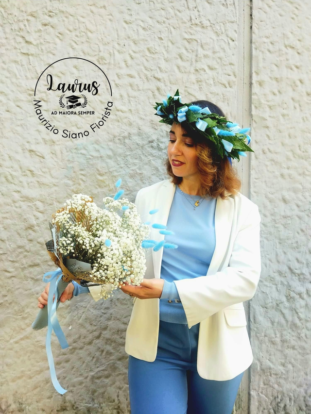 Coordinato corona di alloro e bouquet per laurea
