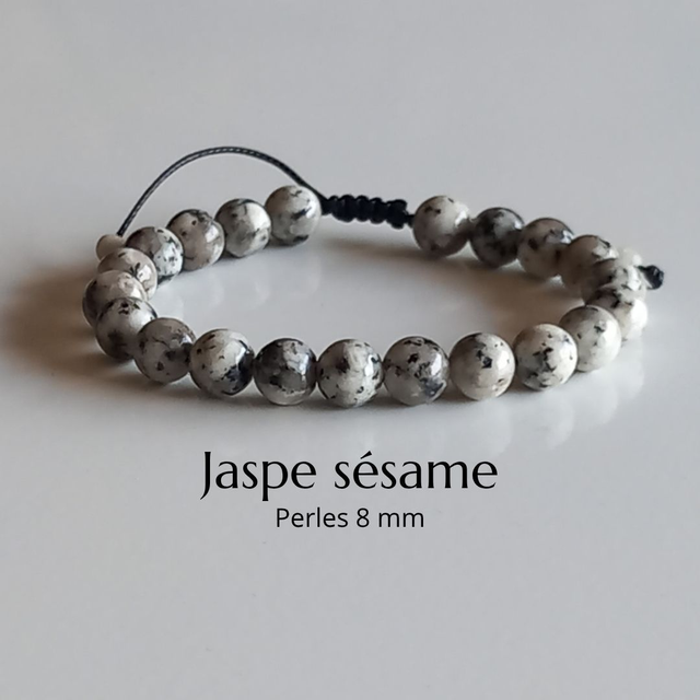 Bracelet ajustable en Jaspe sésame (kiwi)