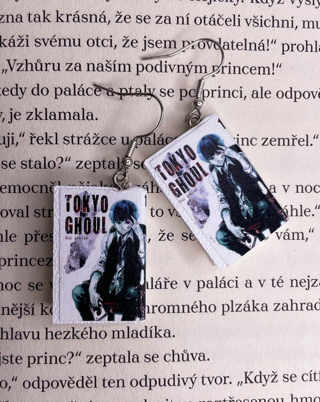 Náušnice mini knížky manga Tokio Ghoul