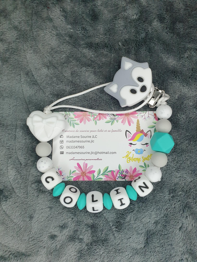 Attache Tétine Coeur Noeud