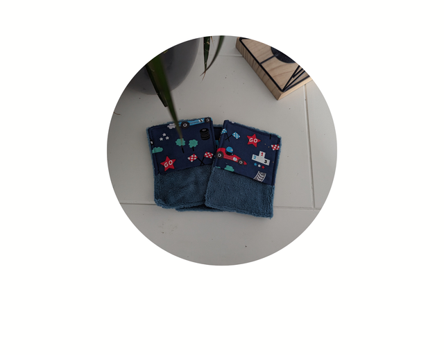 Lot de 3 débarbouillettes "voitures"