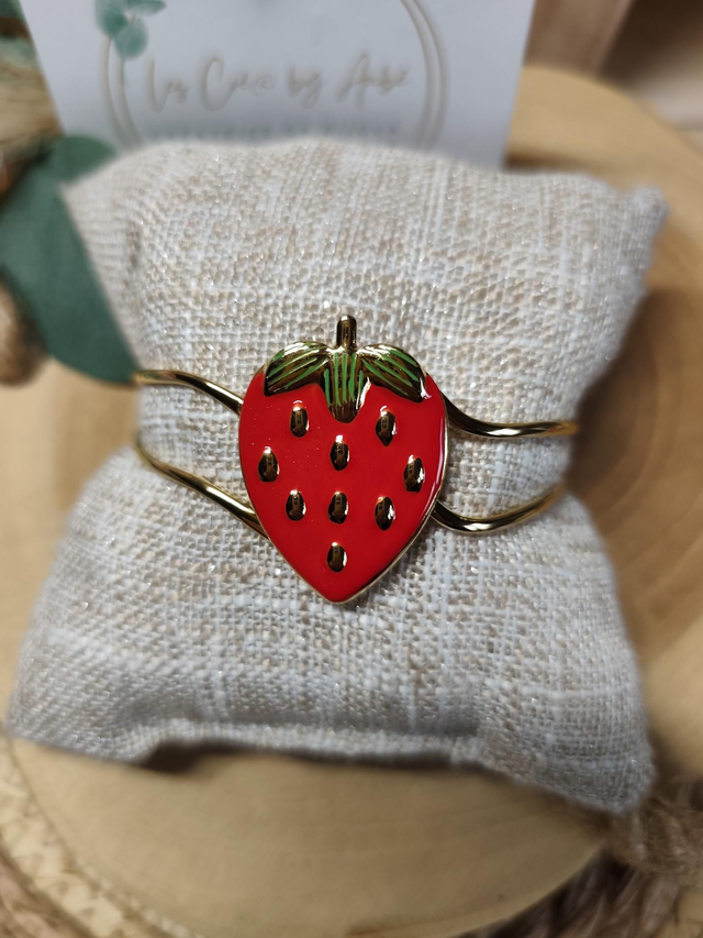 BRACELET MANCHETTE FRAISE/ ACIER INOXY GOLD 0000533