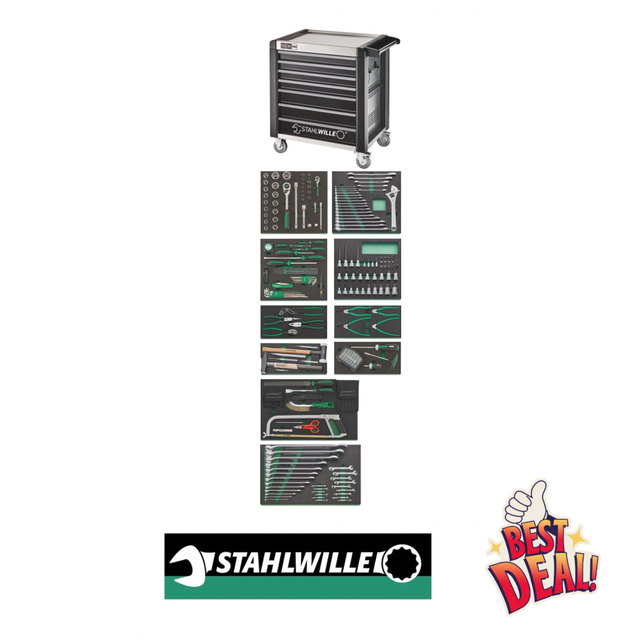 Stahlwille QuickRelease-Werkzeug-Sortiment mit Werkstattwagen  98/250QR