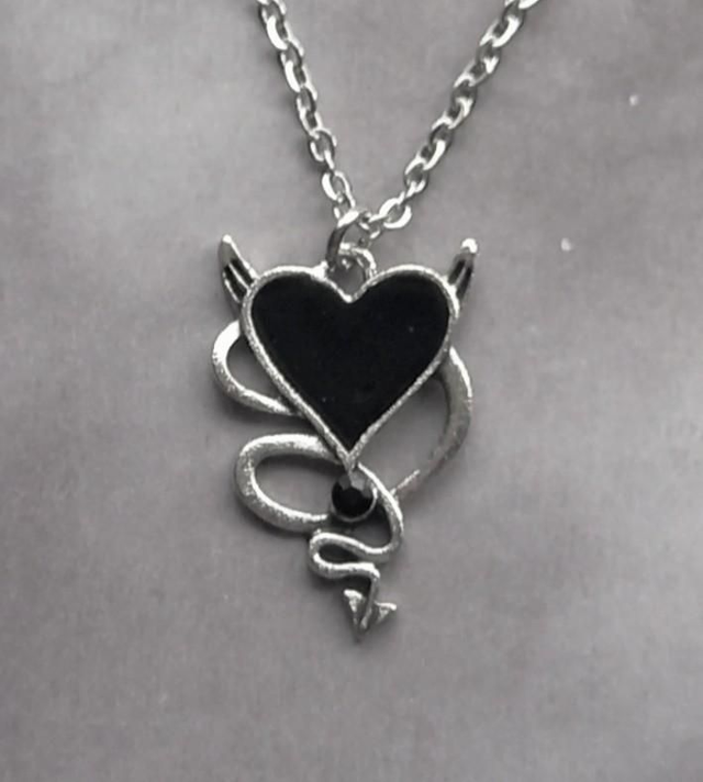 Black Devil Heart Necklace 