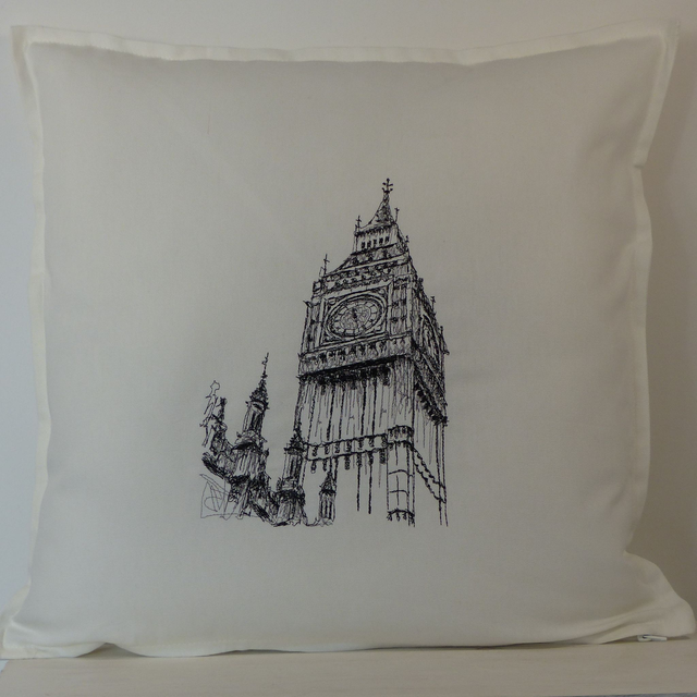 Kissenhülle weiß „London Big Ben"