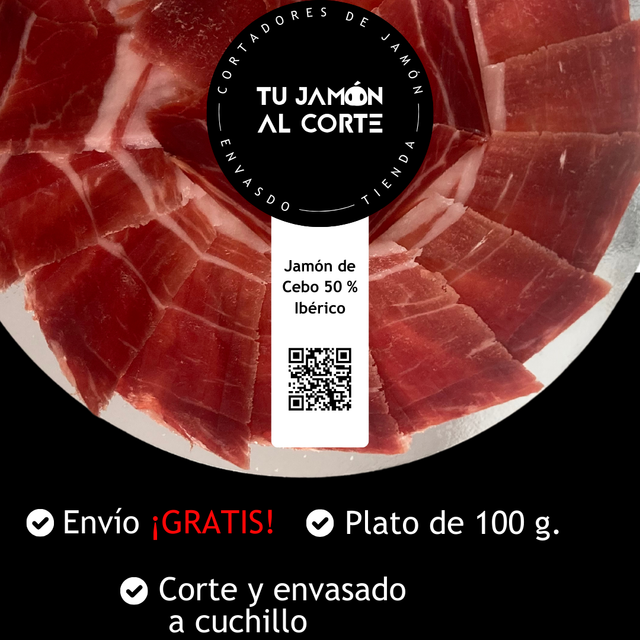 JAMÓN 50% IBÉRICO DE CEBO  CORTE A CUCHILLO 