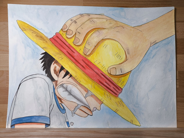 Aquarelle Monkey D. Luffy A3