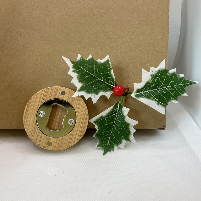 Bottle opener and fridge magnet. Christmas design. Stocking filler.