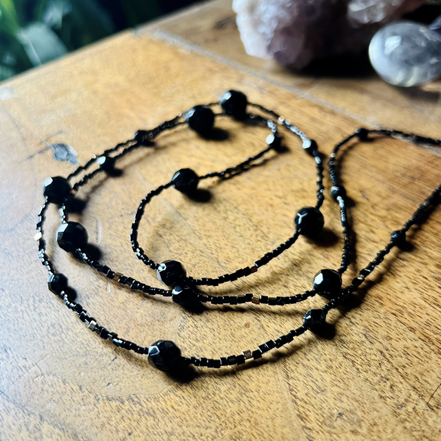 Sautoir facettes de Bohème noires