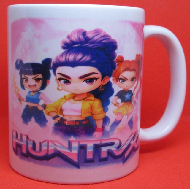 Custom Unofficial Printed K-Pop Demon Hunters Cartoon Huntrix Boxed 11oz Mug.
