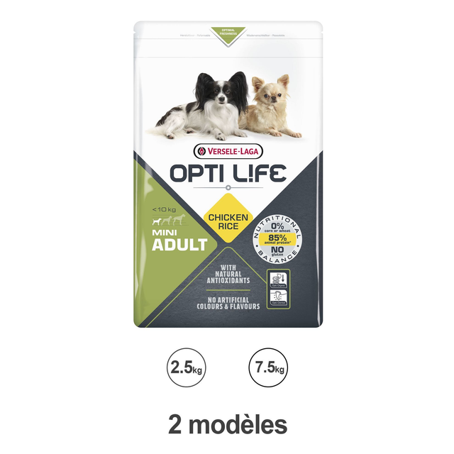 Croquettes Opti Life chien mini sans gluten : Poulet (-10 kg)
